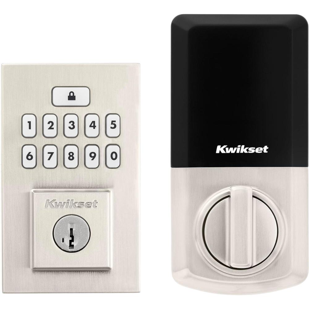 imageKwikset SmartCode 260 Keyless Entry Electronic Keypad Deadbolt Door Lock with AutoLock Custom User Codes Advanced Security in Venetian Bronze TraditionalSatin Nickel
