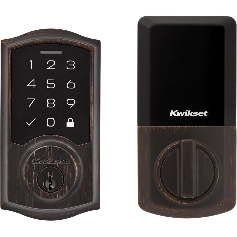 imageKwikset SmartCode 270 Keyless Entry Electronic Touchpad Deadbolt Door Lock with AutoLock Custom User Codes Advanced Security in Matte Black ContemporaryVenetian Bronze