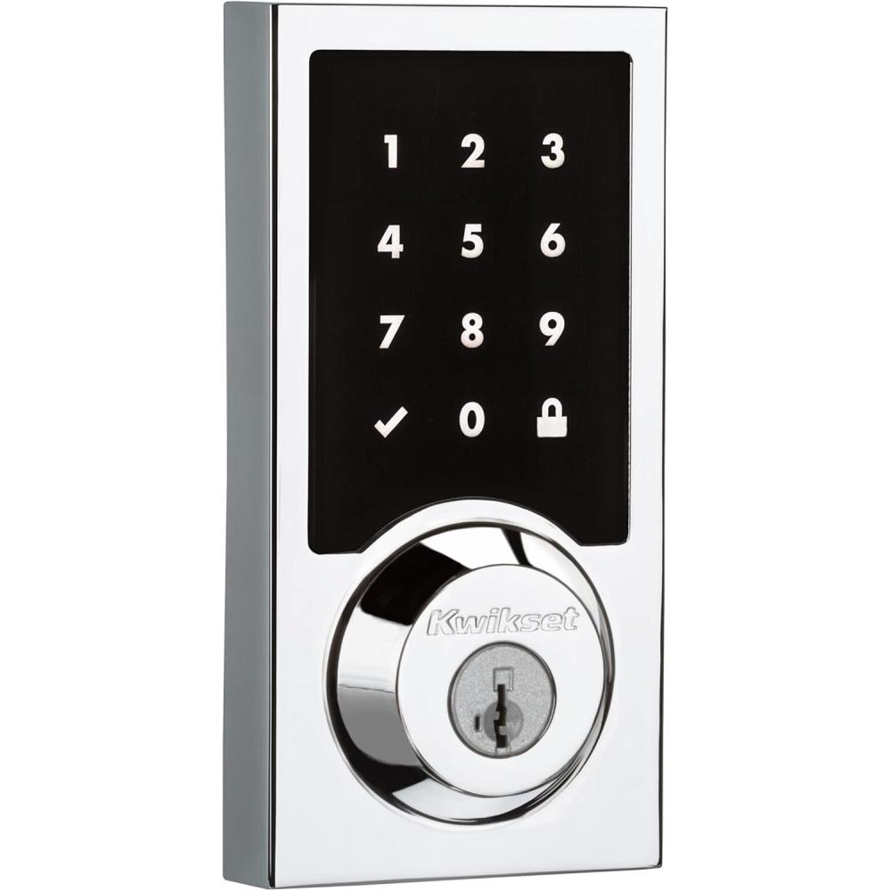 imageKwikset SmartCode 916 ZWave Smart Lock Keyless Entry Ring Compatible Door Lock Touchscreen Electronic Deadbolt SmartKey ReKey Security Smart Hub Required Contemporary Satin NickelPolished Chrome