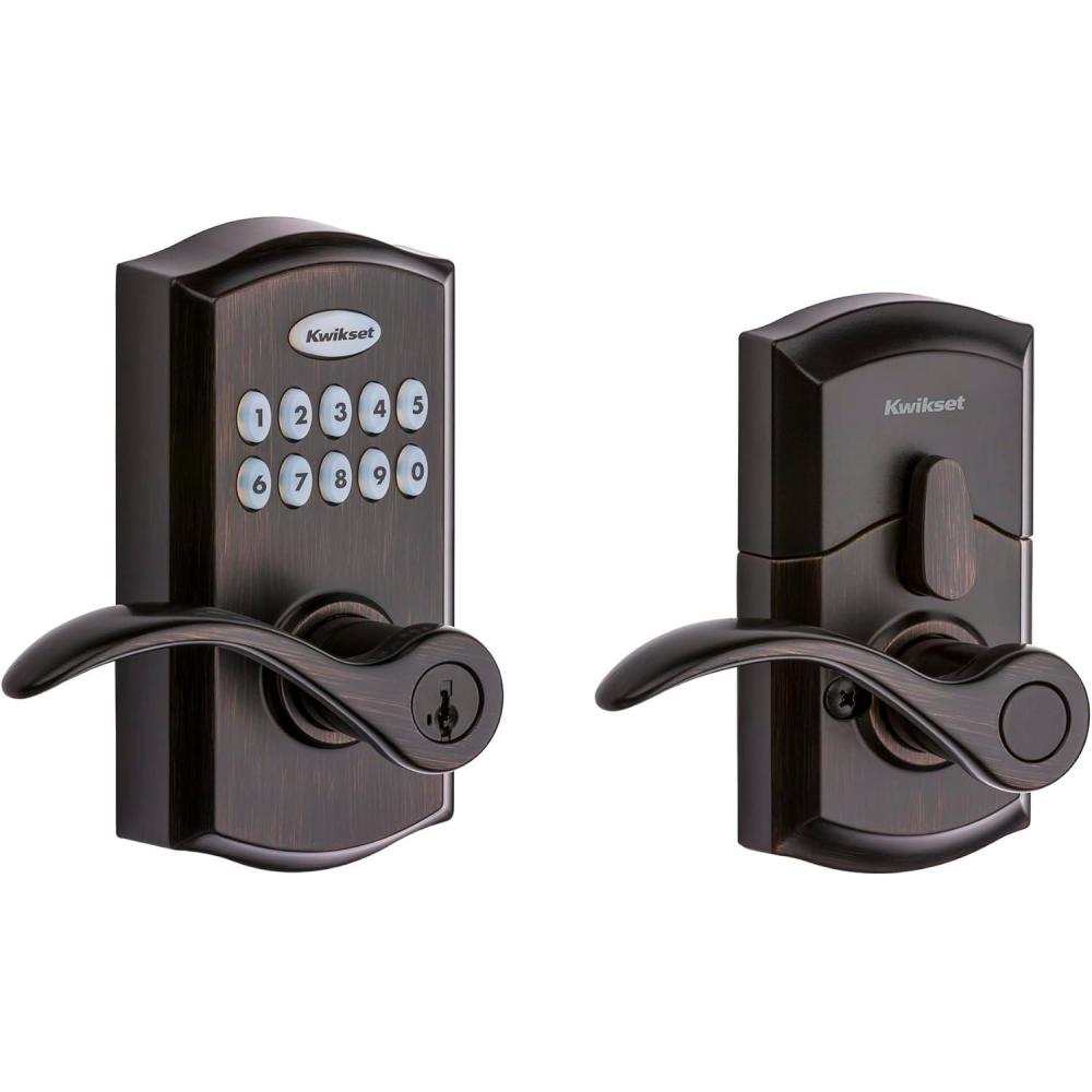 imageKwikset SmartCode 955 Pembroke Light Commercial 10Button Keypad Electronic Lever Featuring Convenient Keyless Entry 3Year Batter Life and High Traffic Durability Satin ChromeVenetian Bronze