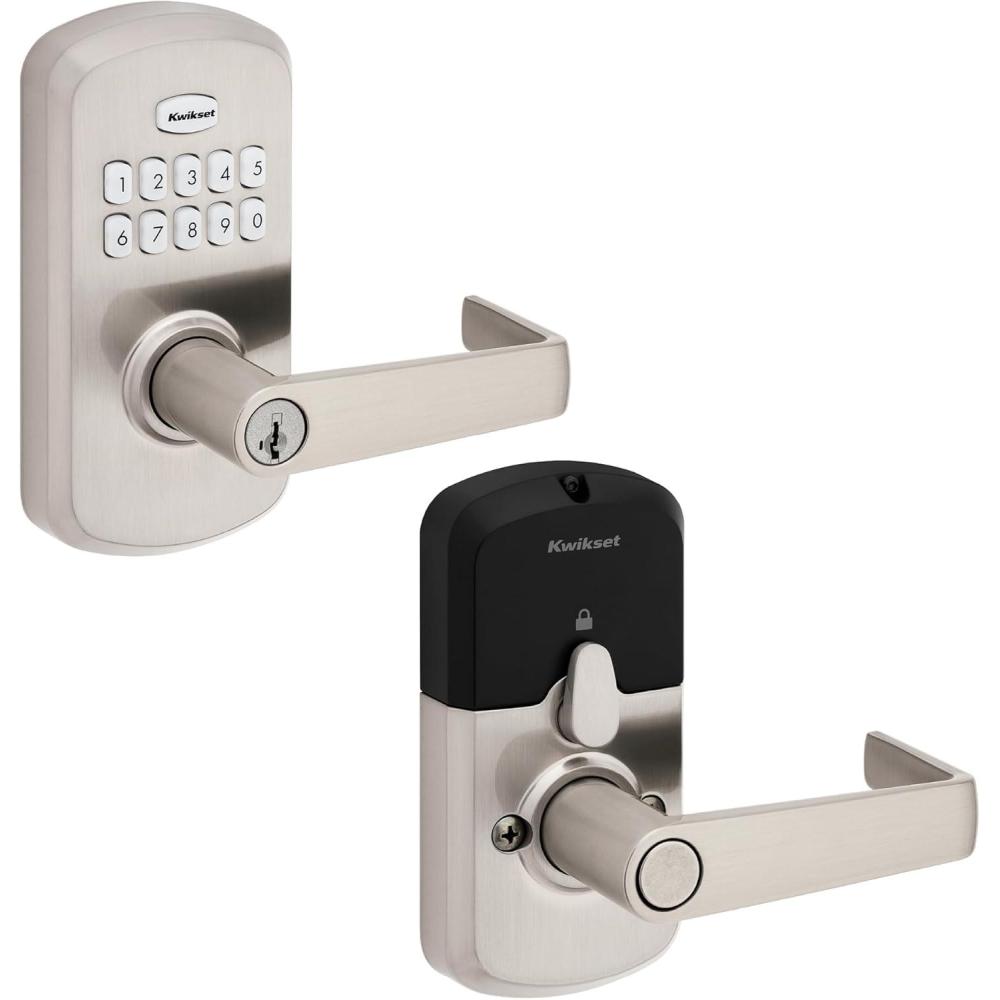 imageKwikset SmartCode 955 Pembroke Light Commercial 10Button Keypad Electronic Lever Featuring Convenient Keyless Entry 3Year Batter Life and High Traffic Durability Satin ChromeSatin Nickel