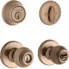 Kwikset 690P 5 CP Single Cylinder Deadbolt Combo Pack with Polo Entry Knob in Antique Brass(Antique Brass)