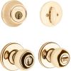 Kwikset 690P 5 CP Single Cylinder Deadbolt Combo Pack with Polo Entry Knob in Antique Brass(Polished Brass)