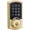 Kwikset 916 Keyless Entry Touchscreen SmartCode Electronic Deadbolt Smart Lock featuring SmartKey Security and ZigBee 3.0 Technology in Traditional Polished Brass, Zigbee Hub sold seperately