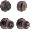 Kwikset 96900-320 Polo Entry Knob and Single Cylinder Deadbolt Combo Pack in Satin Nickel(Venetian Bronze)