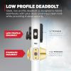 Kwikset Brentford Front Door Lock Handle and Deadbolt Set, Entry Handleset Exterior with Sedona Reversible Lever, Satin Brass, Pick Resistant SmartKey Rekey Deadbolt Security, with Microban Protection(Matte Black)