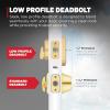 Kwikset Brentford Front Door Lock Handle and Deadbolt Set, Entry Handleset Exterior with Sedona Reversible Lever, Satin Brass, Pick Resistant SmartKey Rekey Deadbolt Security, with Microban Protection(Satin Brass)