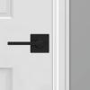 Kwikset Casey Dummy Door Handle 2 Pack, Single Sided Lever for Closets, French Double Doors, and Pantry, Matte Black Non-Turning Reversible Interior Push/Pull Lever, with Microban Protection