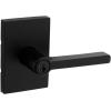 Kwikset Halifax Entry Door Handle with Lock and Key, Secure Keyed Reversible Lever Exterior, For Front Entrance and Bedrooms, Matte Black, Pick Resistant Smartkey Rekey Security and Microban(Keyed Entry)