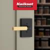 Kwikset Mirada Reeded Dummy Door Handle, Single Sided Lever for Closets, French Double Doors, and Pantry, Matte Black, Non-Turning Reversible Interior Push/Pull Lever, with Microban Protection(Matte Black Satin Brass)
