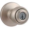 Kwikset Polo Dummy Door Knob, Single Sided Handle for Closets, French Double Doors, and Pantry, Satin Nickel Non-Turning Interior Push/Pull Door Knob, with Microban Protection(Satin Nickel)