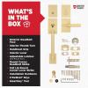 Kwikset Prava Front Door Lock Handle and Deadbolt Set, Entry Handleset Exterior with Interior Reversible Lever, Satin Brass, Pick Resistant SmartKey Rekey Deadbolt Security, with Microban Protection(Satin Brass)