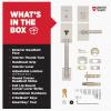 Kwikset Prava Front Door Lock Handle and Deadbolt Set, Entry Handleset Exterior with Interior Reversible Lever, Satin Brass, Pick Resistant SmartKey Rekey Deadbolt Security, with Microban Protection(Satin Nickel)