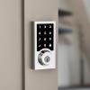 Kwikset SmartCode 916 Z-Wave Smart Lock, Keyless Entry Ring Compatible Door Lock, Touchscreen Electronic Deadbolt, SmartKey Re-Key Security, Smart Hub Required, Contemporary Satin Nickel(Polished Chrome)