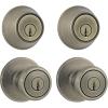 Kwikset 242 Tylo Entry Knob and Single Cylinder Deadbolt Project Pack in Antique Brass