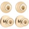 Kwikset 242 Tylo Entry Knob and Single Cylinder Deadbolt Project Pack in Polished Brass(Polished Brass)