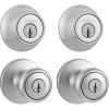 Kwikset 242 Tylo Entry Knob and Single Cylinder Deadbolt Project Pack in Polished Brass(Satin Chrome)