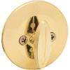 Kwikset 663 Deadbolt Unkeyed Deadbolt Lock, Satin Chrome Round Interior Turn Piece for Front Entry Door, with Latch and Adapter, No Exterior Assembly(Polished Brass)