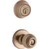 Kwikset 690P 5 CP Single Cylinder Deadbolt Combo Pack with Polo Entry Knob in Antique Brass(Antique Brass)