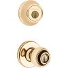 Kwikset 690P 5 CP Single Cylinder Deadbolt Combo Pack with Polo Entry Knob in Antique Brass(Polished Brass)
