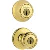 Kwikset 96900-305 Frustration_Free 690 Tylo Keyed Entry Knob & Single Cylinder Deadbolt Combo (1-Pack), Polished Brass