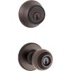 Kwikset 96900-320 Polo Entry Knob and Single Cylinder Deadbolt Combo Pack in Satin Nickel(Venetian Bronze)