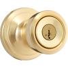 Kwikset Abbey Interior Privacy Door Knob with Lock, Door Handle For Bathroom and Bedroom, Polished Brass Keyless Turn Lock Doorknob(Polished Brass)