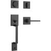Kwikset Amador Front Door Lock Handle and Deadbolt Set, Entry Handleset Exterior with Casey Reversible Lever, Matte Black, Pick Resistant SmartKey Rekey Deadbolt Security, with Microban Protection(Matte Black)