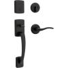 Kwikset Brentford Front Door Lock Handle and Deadbolt Set, Entry Handleset Exterior with Sedona Reversible Lever, Satin Brass, Pick Resistant SmartKey Rekey Deadbolt Security, with Microban Protection(Matte Black)