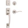 Kwikset Brentford Front Door Lock Handle and Deadbolt Set, Entry Handleset Exterior with Sedona Reversible Lever, Satin Brass, Pick Resistant SmartKey Rekey Deadbolt Security, with Microban Protection(Satin Nickel)