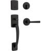 Kwikset Brentford Front Door Lock Handle and Deadbolt Set, Entry Handleset with Trafford Reversible Lever, Matte Black, Pick Resistant SmartKey Rekey Deadbolt Security, with Microban Protection(Matte Black)