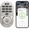 Kwikset Halo Wi-Fi Smart Lock, Keyless Entry Door Deadbolt, Geofence Auto-Unlock, Grade AAA Certified, No Hub Easy Install, Matte Black Lifetime Finish Warranty, Backlit Keypad(Satin Nickel)