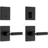 Kwikset Mirada Reeded Dummy Door Handle, Single Sided Lever for Closets, French Double Doors, and Pantry, Matte Black, Non-Turning Reversible Interior Push/Pull Lever, with Microban Protection(Matte Black)
