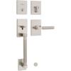 Kwikset Prava Front Door Lock Handle and Deadbolt Set, Entry Handleset Exterior with Interior Reversible Lever, Satin Brass, Pick Resistant SmartKey Rekey Deadbolt Security, with Microban Protection(Satin Nickel)