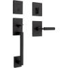 Kwikset San Clemente Front Door Lock Handle and Deadbolt Set, Entry Handleset with Mirada Reversible Lever, Matte Black, Pick Resistant SmartKey Rekey Deadbolt Security, with Microban Protection(Matte Black)