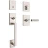 Kwikset San Clemente Front Door Lock Handle and Deadbolt Set, Entry Handleset with Mirada Reversible Lever, Matte Black, Pick Resistant SmartKey Rekey Deadbolt Security, with Microban Protection(Satin Nickel)