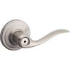 Kwikset Tustin Interior Privacy Door Handle with Lock, Door Lever For Bathroom and Bedroom, Satin Nickel Reversible Keyless Turn Lock, with Microban Protection