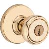 Kwikset Tylo Entry Door Knob with Lock and Key, Secure Keyed Handle Exterior Doorlock, Doorknob For Front Entrance and Bedrooms in Polished Brass