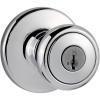 Kwikset Tylo Entry Door Knob with Lock and Key, Secure Keyed Handle Exterior, Front Entrance and Bedroom, Antique Brass, Pick Resistant SmartKey Rekey Security and Microban(Satin Chrome)