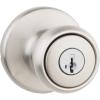 Kwikset Tylo Entry Door Knob with Lock and Key, Secure Keyed Handle Exterior, Front Entrance and Bedroom, Satin Nickel, Pick Resistant SmartKey Rekey Security and Microban