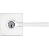 Kwikset 91540-034 Lisbon Door Handle Lever with Modern Contemporary Slim Square Design for Home Hallway or Closet Passage in Iron, Matte Black(Polished Chrome)