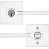 Kwikset 91540-034 Lisbon Door Handle Lever with Modern Contemporary Slim Square Design for Home Hallway or Closet Passage in Iron, Matte Black(Polished Chrome)