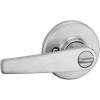 Kwikset Delta Interior Privacy Door Handle with Lock, Door Lever For Bathroom and Bedroom, Satin Chrome Reversible Keyless Turn Lock