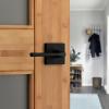 Kwikset Lisbon Interior Passage Door Handle, Lever For Closet and Hallway Doors, Reversible Non-Locking Handle Lever, Polished Chrome(Matte Black)