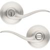 Kwikset Tustin Entry Door Handle with Lock and Key, Secure Keyed Reversible Lever Exterior, For Front Entrance and Bedrooms, Satin Nickel, Pick Resistant Smartkey Rekey Security and Microban