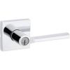 Kwikset 91540-034 Lisbon Door Handle Lever with Modern Contemporary Slim Square Design for Home Hallway or Closet Passage in Iron, Matte Black(Polished Chrome)