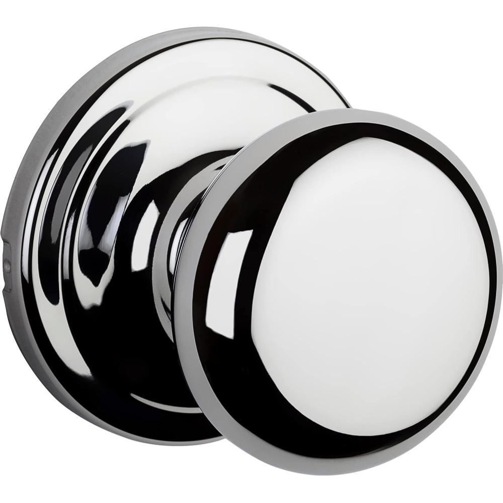 imageKwikset Hancock Interior Passage Door Knob Handle For Closet and Hallway Doors NonLocking Doorknob in Satin Nickel with Microban ProtectionPolished Chrome