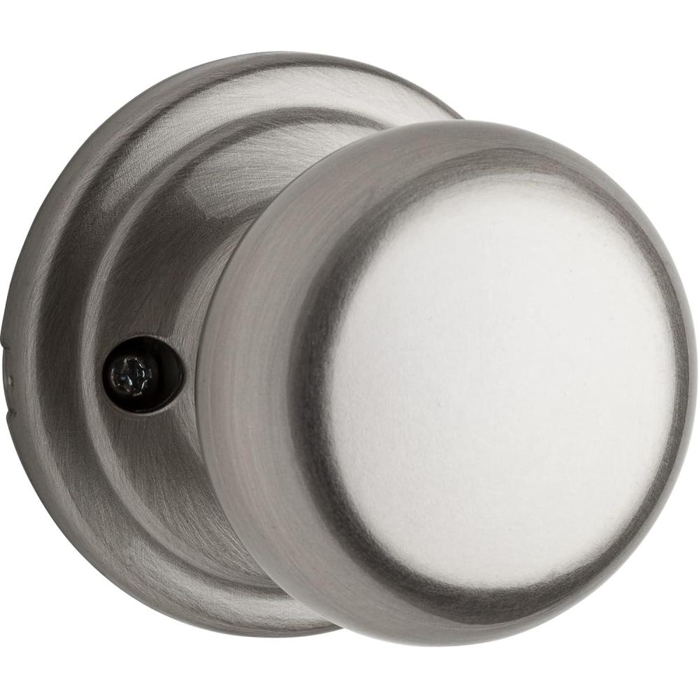 imageKwikset Hancock Interior Passage Door Knob Handle For Closet and Hallway Doors NonLocking Doorknob in Satin Nickel with Microban ProtectionSatin Nickel