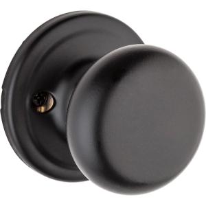 Kwikset Hancock Interior Passage Door Knob, Handle For Closet and Hallway Doors, Non-Locking Doorknob in Satin Nickel, with Microban Protection(Matte Black)
