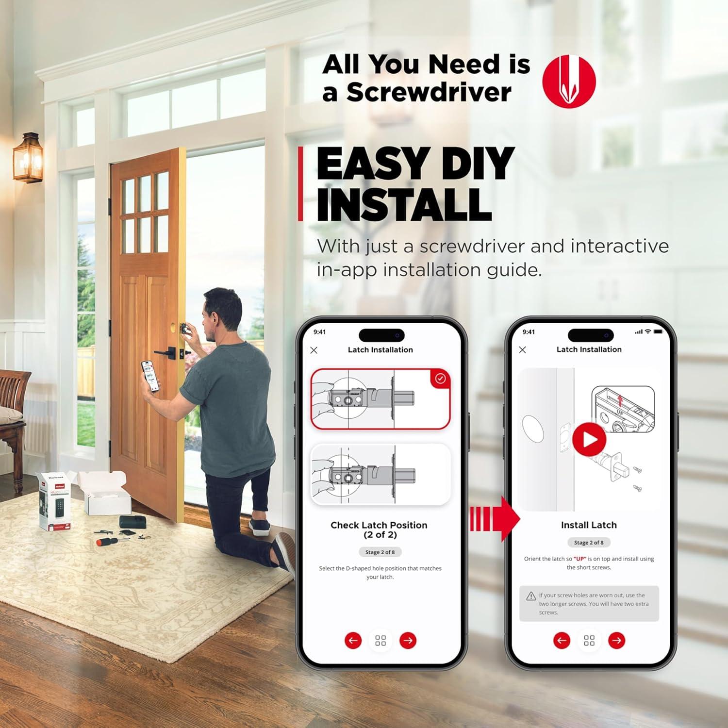 imageKwikset Halo Select Plus Satin Nickel Touchscreen Apple Home Keys TaptoUnlock WiFi and Matter Enabled Smart Lock Deadbolt with Door Status Sensor and Intrusion DetectionMatte Black